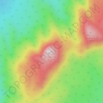 Topografische Karte Mount Freycinet, Höhe, Relief