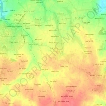 Topografische Karte Kernizan, Höhe, Relief