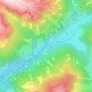 Topografische Karte Gerlos, Höhe, Relief