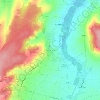 Topografische Karte Champvallon, Höhe, Relief