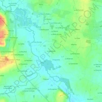 Topografische Karte La Gombais, Höhe, Relief