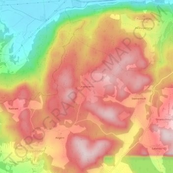 Topografische Karte Obertöllern, Höhe, Relief