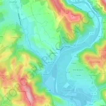 Topografische Karte Le Battut, Höhe, Relief