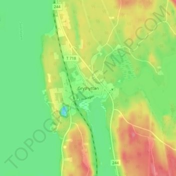 Topografische Karte Grythyttan, Höhe, Relief