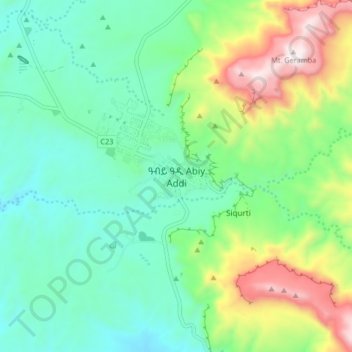 Topografische Karte Abiy Addi, Höhe, Relief