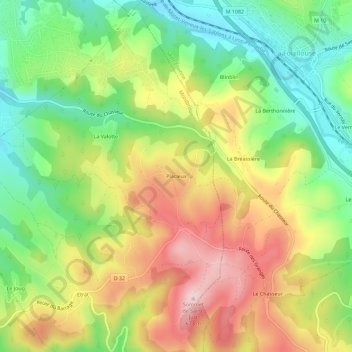 Topografische Karte Placieux, Höhe, Relief