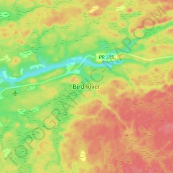 Topografische Karte Bird River, Höhe, Relief