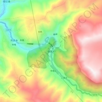 Topografische Karte 德达乡, Höhe, Relief