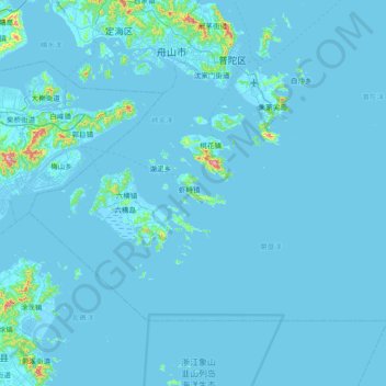 Topografische Karte 虾峙岛, Höhe, Relief