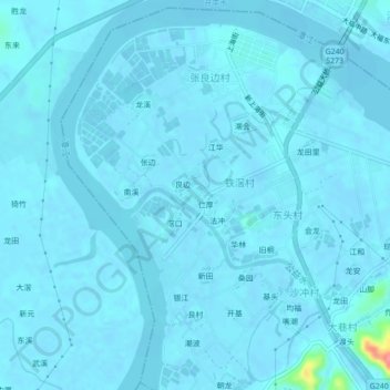 Topografische Karte 铁江, Höhe, Relief