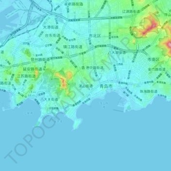 Topografische Karte 湛山街道, Höhe, Relief