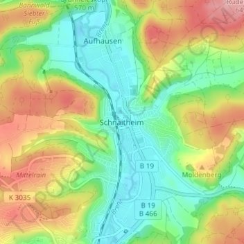 Topografische Karte Schnaitheim, Höhe, Relief
