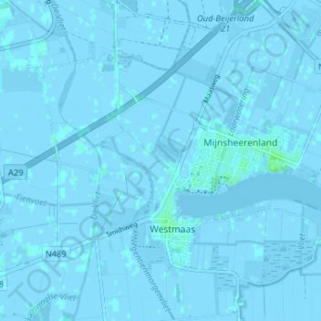 Topografische Karte Westdijk, Höhe, Relief