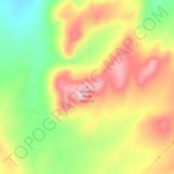 Topografische Karte Stevens Peak, Höhe, Relief
