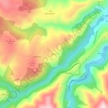 Topografische Karte Moure, Höhe, Relief