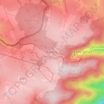 Topografische Karte Adolfsgrün, Höhe, Relief