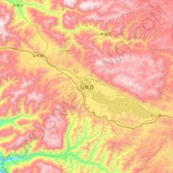 Topografische Karte 石屏县, Höhe, Relief