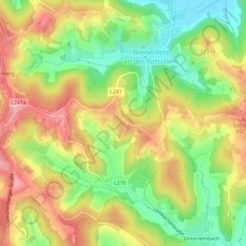 Topografische Karte Lembach bei Riegersburg, Höhe, Relief