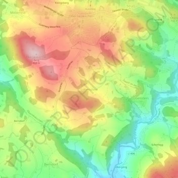 Topografische Karte Lobenstein, Höhe, Relief