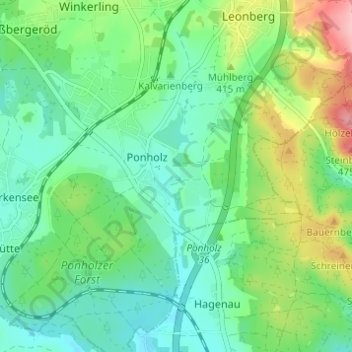 Topografische Karte Schwarzhof, Höhe, Relief