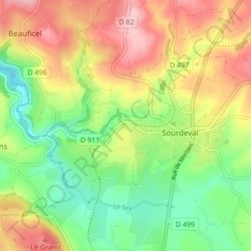Topografische Karte La Bruyère de Haut, Höhe, Relief