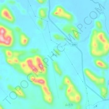 Topografische Karte 寺山, Höhe, Relief