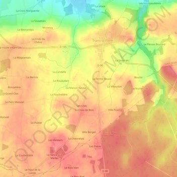 Topografische Karte Le Clos Lorent, Höhe, Relief