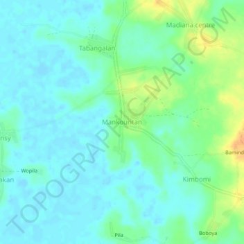 Topografische Karte Mankountan, Höhe, Relief