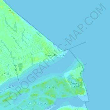 Topografische Karte Kuala Pahang, Höhe, Relief