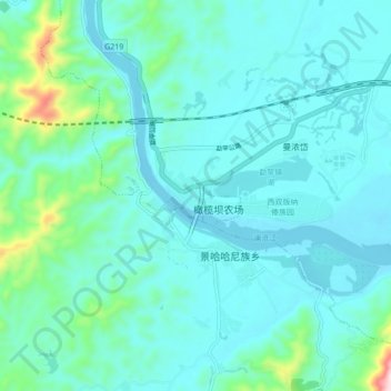 Topografische Karte 勐罕镇, Höhe, Relief