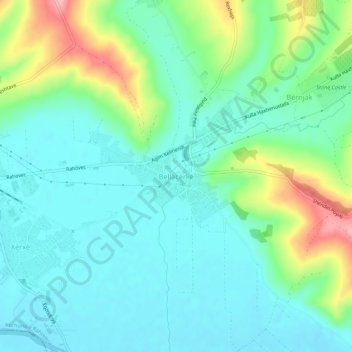 Topografische Karte Bellacërkë, Höhe, Relief