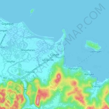 Topografische Karte Claver, Höhe, Relief