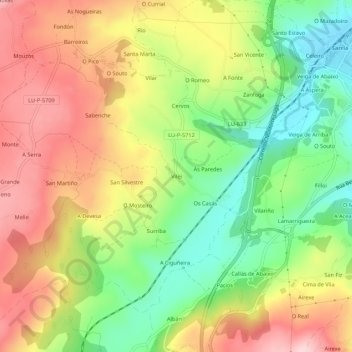 Topografische Karte Vilei, Höhe, Relief