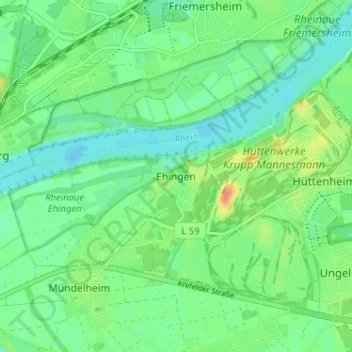 Topografische Karte Ehingen, Höhe, Relief