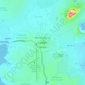 Topografische Karte Espargos, Höhe, Relief