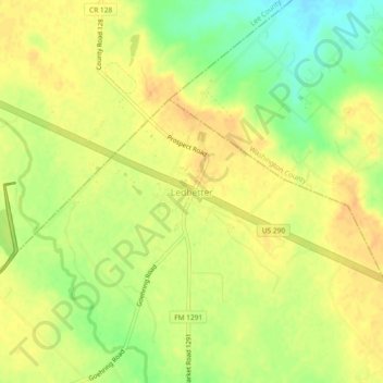 Topografische Karte Ledbetter, Höhe, Relief