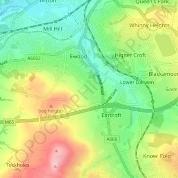 Topografische Karte Oakdale, Höhe, Relief