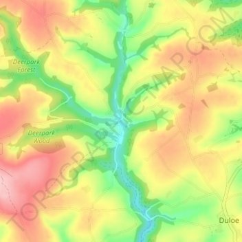 Topografische Karte Herodsfoot, Höhe, Relief