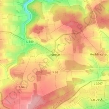 Topografische Karte Leitmar, Höhe, Relief