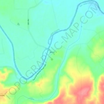 Topografische Karte Bend, Höhe, Relief