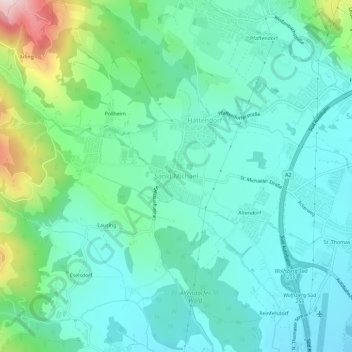 Topografische Karte Sankt Michael, Höhe, Relief