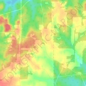 Topografische Karte Hilly, Höhe, Relief
