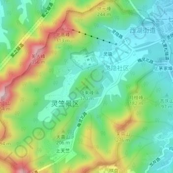Topografische Karte 飞来峰, Höhe, Relief