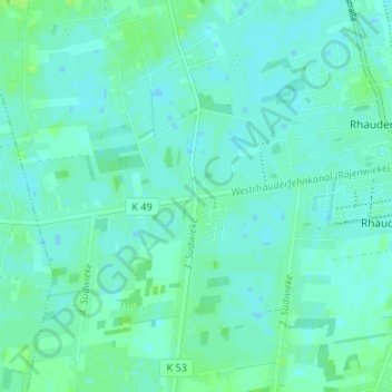 Topografische Karte Rajen, Höhe, Relief