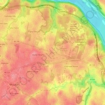 Topografische Karte Langley, Höhe, Relief