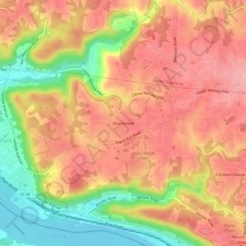 Topografische Karte Mountview, Höhe, Relief