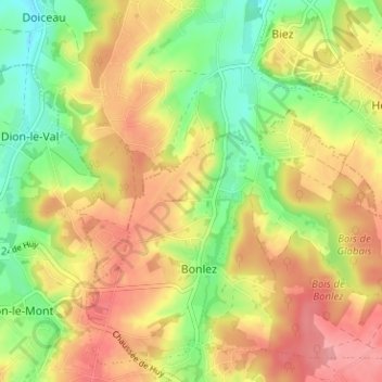 Topografische Karte Bas-Bonlez, Höhe, Relief