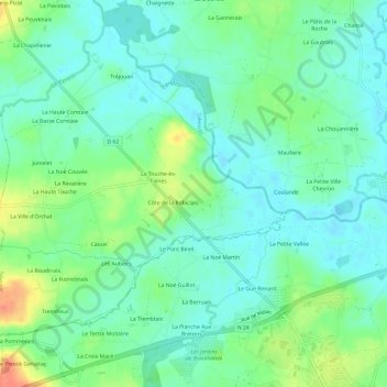 Topografische Karte La Champagne, Höhe, Relief