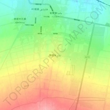 Topografische Karte 铁提乡, Höhe, Relief