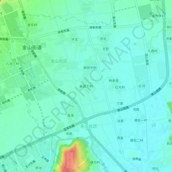 Topografische Karte 新民下村, Höhe, Relief